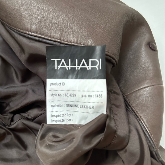 Tahari Chocolate Brown Leather Blazer - Picture 3 of 10